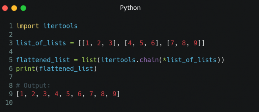 Aplanar listas anidadas en Python