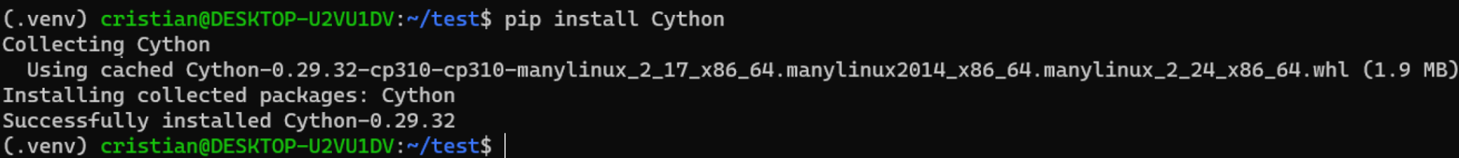 Python Cython instalación pip